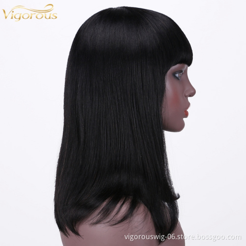 Straight black cheap wholesale short glueless private label inch bob pixie cut brazilian 100% human hair wig black women